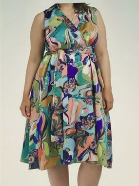 NWT Tahari ASL Multi Printed Shirtdress Sz 16W